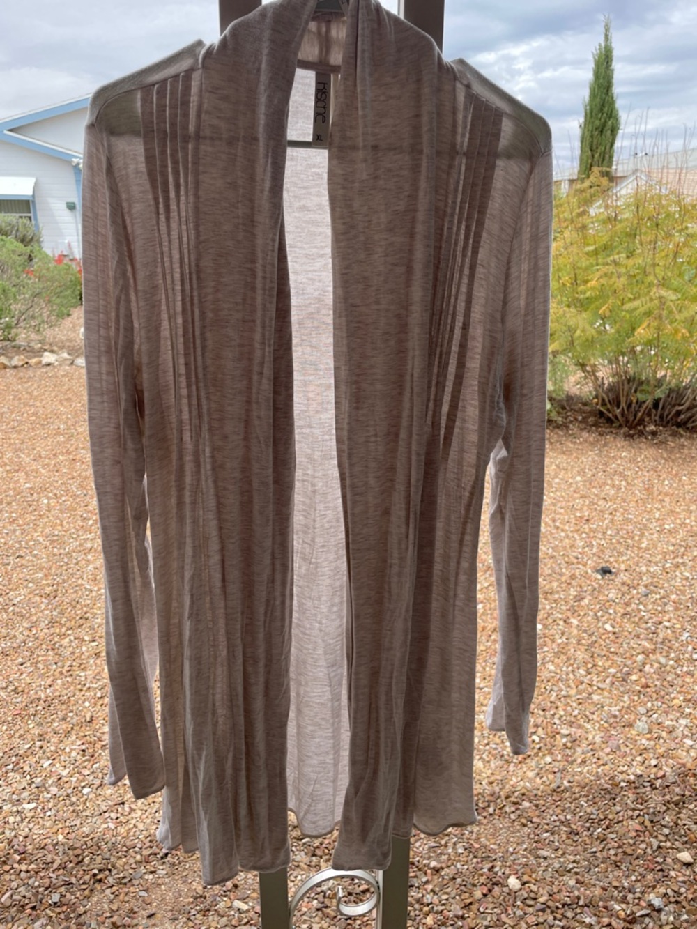 Kische Lightweight Open-Front Tunic Cardigan in Light Gray